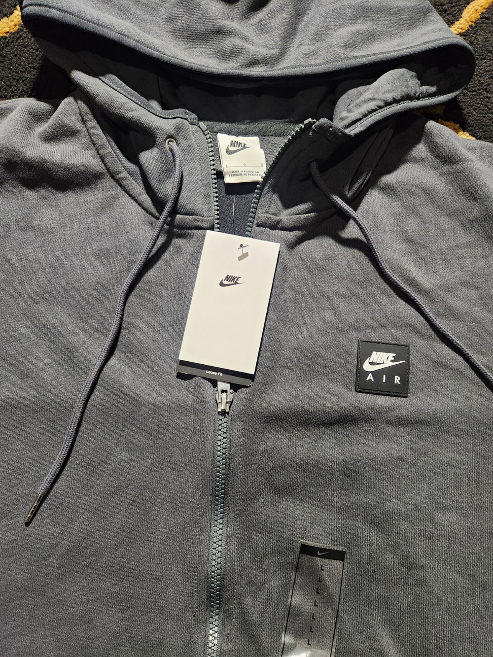 Nike Air Men’s L Gray Full Zip Hooded Fleece Hoodie Pockets HJ0636-060